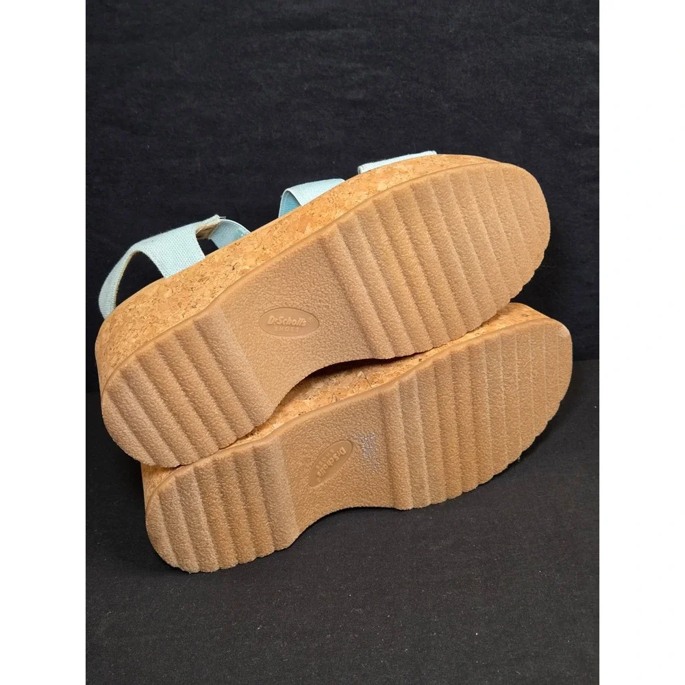 Dr. Scholls Forever Original Light Blue Cork Platform Wedge Sandals Womens‎ 9m